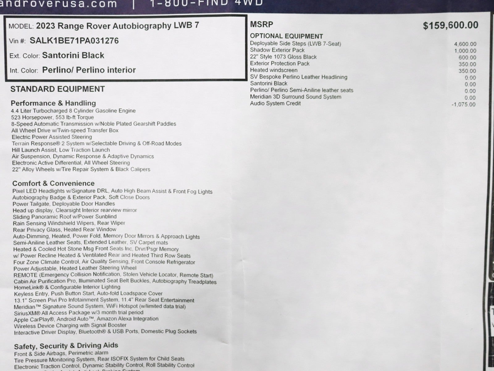 2023 Land Rover Range Rover Autobiography LWB 2 Owner 7 Passenger Rear Entertainment Power Boards Fully Loaded