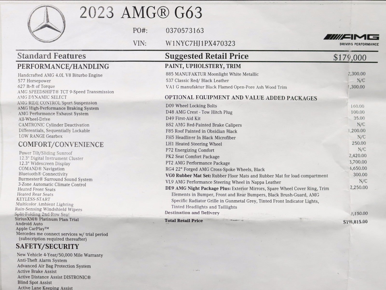 2023 Mercedes-Benz AMG® G 63 2 Owner AMG® Night Pkg Plus MSRP Over $198k Loaded