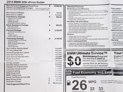 2015 BMW 328i xDrive 2 Owner Tech Pkg Premium Pkg Driver Assist Cold Weather Pkg Loaded